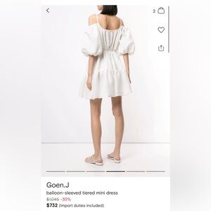 Goen.J White Balloon sleeve Mini Dress size M-L